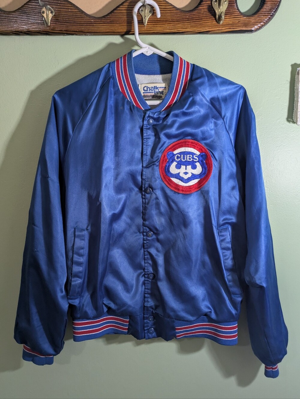 Vintage 1980's Chalk Line Chicago Cubs Starter Style Satin Bomber Jacket